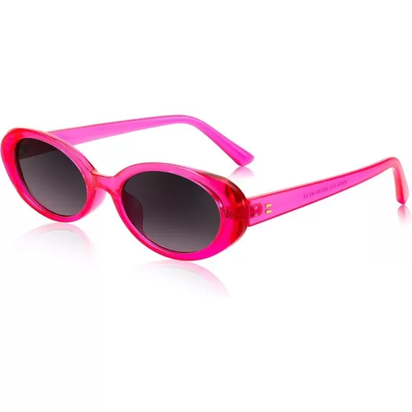 FEISEDY Retro Oval Sunglasses for Women Men 90s Small Oval Round Shades UV400 Protection Sunnies B9072Red Frame Grey Lens