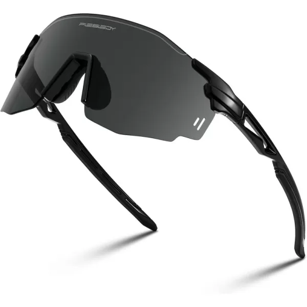 FEISEDY Rimless Sports Sunglasses for Men Women Tr90 Frame for Cycling Fishing Running B0116Black Frame Grey Lens