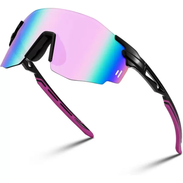 FEISEDY Rimless Sports Sunglasses for Men Women Tr90 Frame for Cycling Fishing Running B0116Black Frame Pink Mirrored Lens