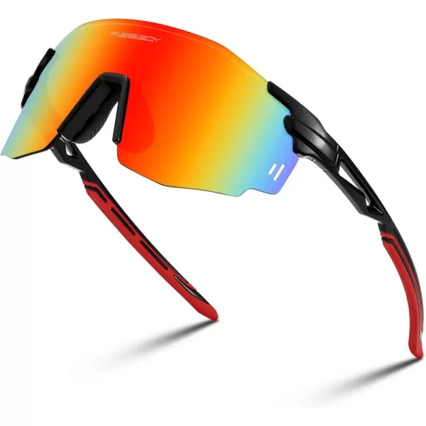 FEISEDY Rimless Sports Sunglasses for Men Women Tr90 Frame for Cycling Fishing Running B0116Black Frame Red Mirrored Lens