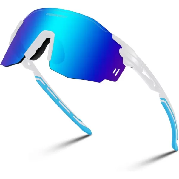 FEISEDY Rimless Sports Sunglasses for Men Women Tr90 Frame for Cycling Fishing Running B0116White Frame Blue Mirrored Lens