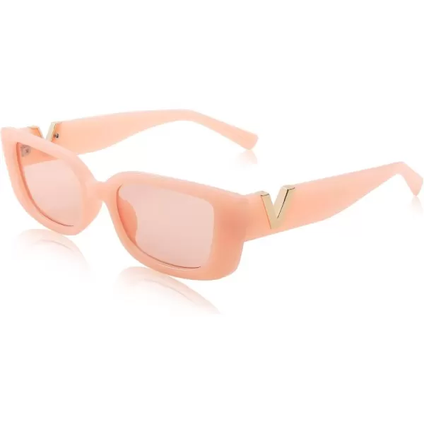 FEISEDY Small Rectangle Sunglasses for Women Men Vintage Trendy Y2K Rectangular Sunglasses B9066Pink