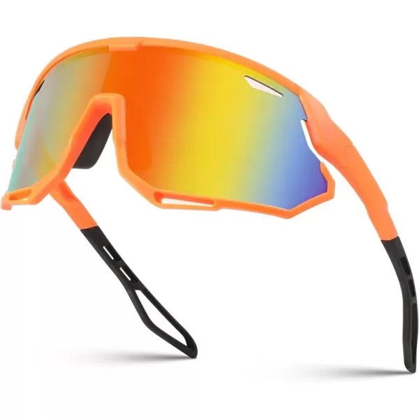 FEISEDY Sport Sunglasses for Men Women Cycling Glasses with UV Protection for Baseball Ski Runing Golf B0082Orange FrameRed Mirror