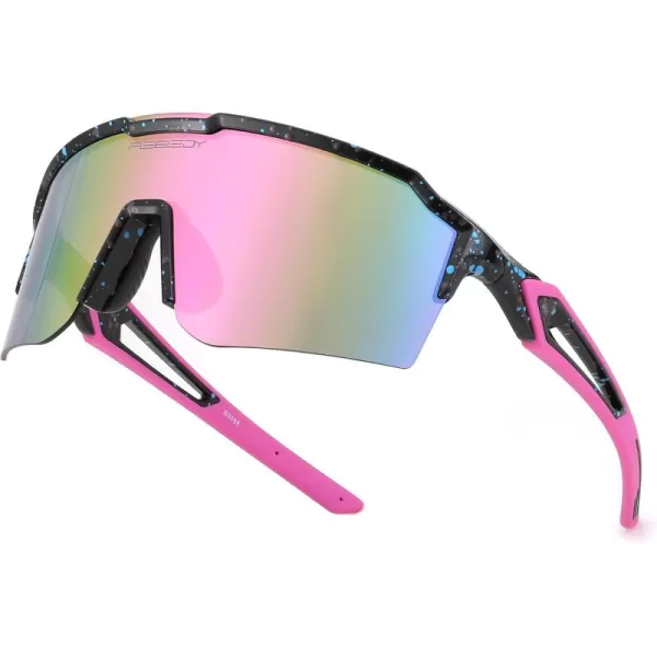 FEISEDY Sports Sunglasses for Men Women Baseball Cycling Running Driving Glasses UV400 B0088Black Frame Purple Mirror Lens