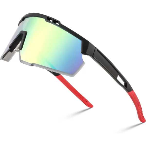 FEISEDY Sports Sunglasses for Men and Women UV400 Protection Cycling Goggles Golf Baseball Driving Fishing B0022Black Frame Gold Mirrored Lens