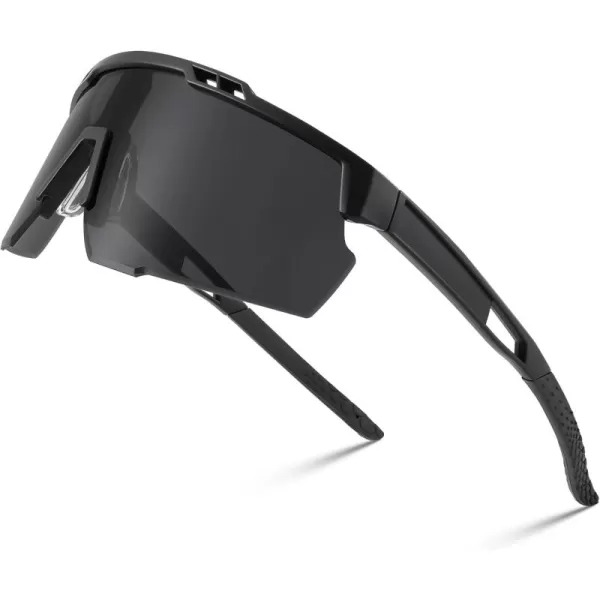 FEISEDY Sports Sunglasses for Men and Women UV400 Protection Cycling Goggles Golf Baseball Driving Fishing B0022Black Frame Grey Lens
