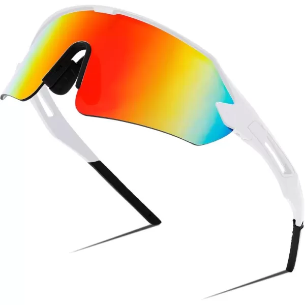 FEISEDY Sports Sunglasses for Men and Women UV400 Protection Outdoor Cycling Driving Fishing Glasses B2987005 White  Red Lens