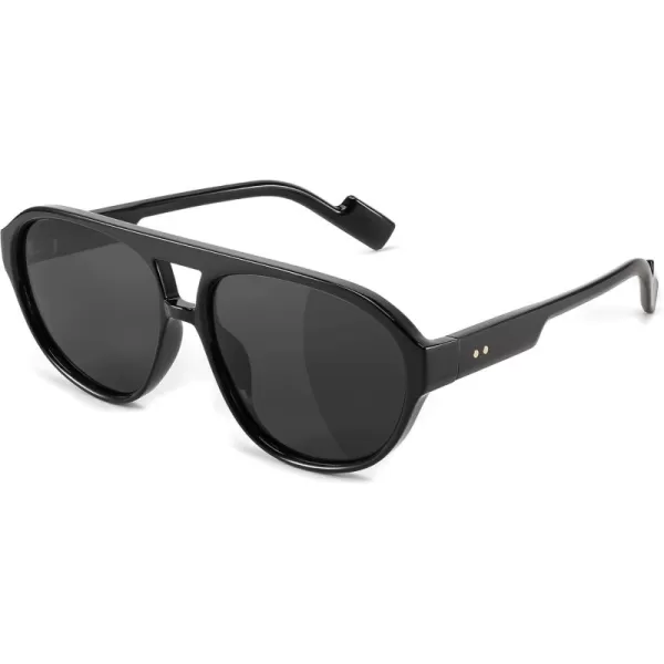 FEISEDY Sunglasses Women Men Polarized Small 70s Aviator Frame Retro Vintage Sun Glasses B2373Black Frame  Grey Lens