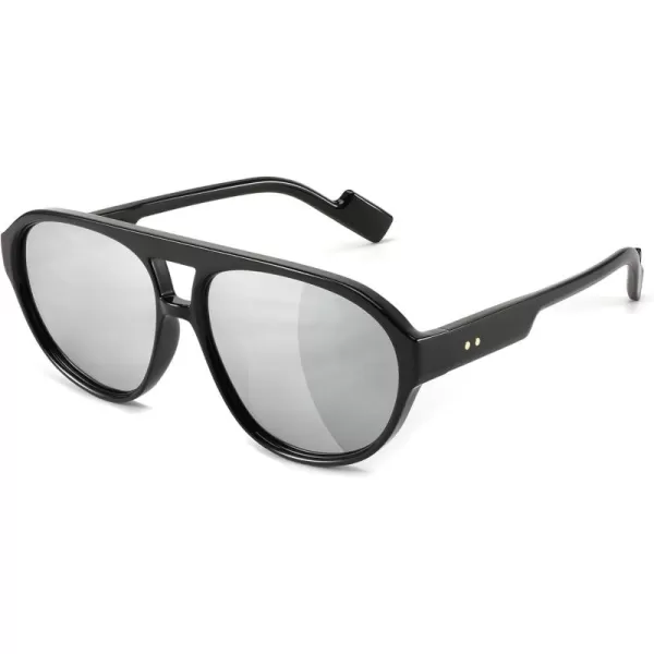 FEISEDY Sunglasses Women Men Polarized Small 70s Aviator Frame Retro Vintage Sun Glasses B2373Black Frame  Silver Lens