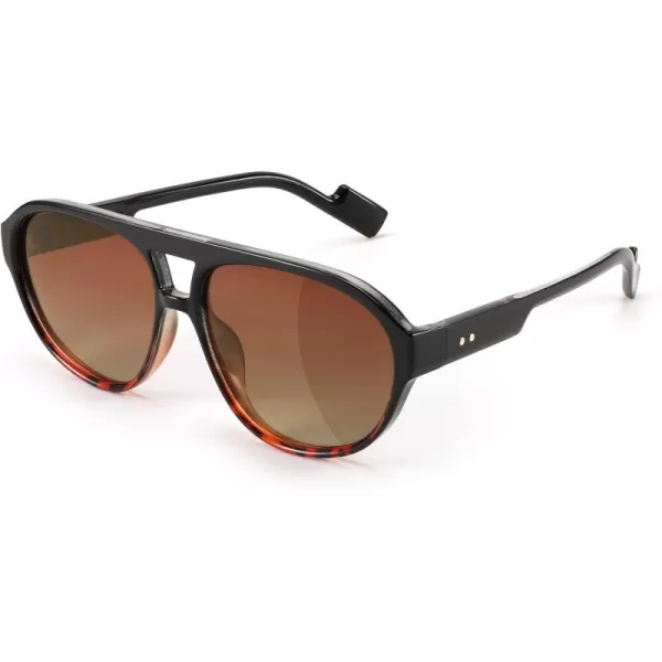 FEISEDY Sunglasses Women Men Polarized Small 70s Aviator Frame Retro Vintage Sun Glasses B2373Black and Tortoise Frame  Tea Lens