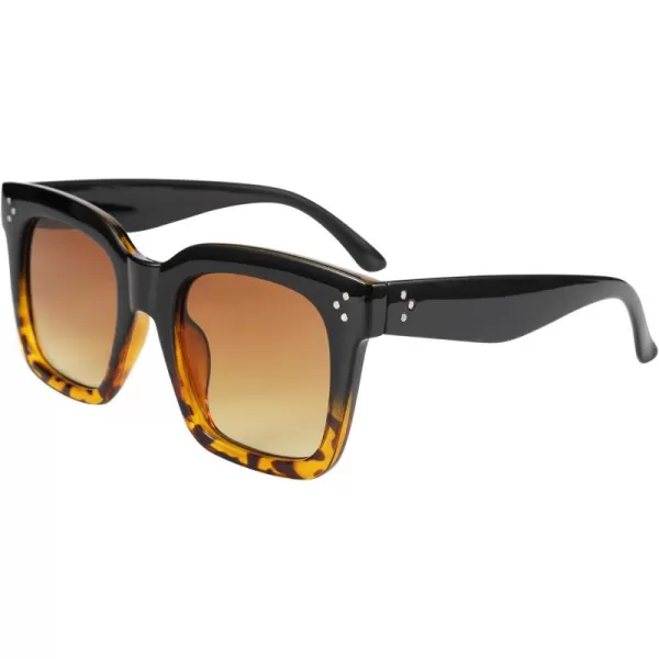 FEISEDY Vintage Women Butterfly Sunglasses Designer Luxury Square Gradient Sun Glasses Shades B2486Blackleopard