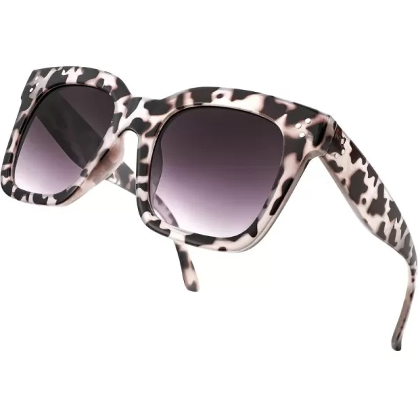 FEISEDY Vintage Women Butterfly Sunglasses Designer Luxury Square Gradient Sun Glasses Shades B2486White Leopard Camo