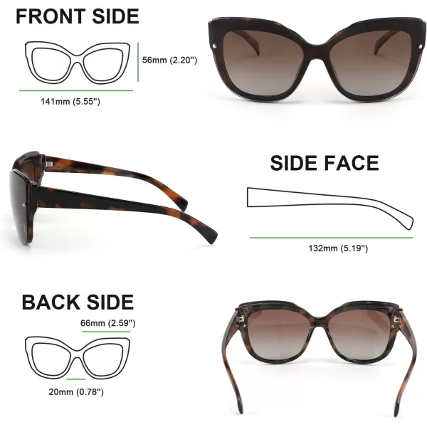 FEISEDY Cat Eye Sunglasses Polarized for Women MenRimless Mirrored Sunglasses Oversized Trendy Retro Sun Glasses B2796003 Leopard FrameGradient Brown Mirror Lens