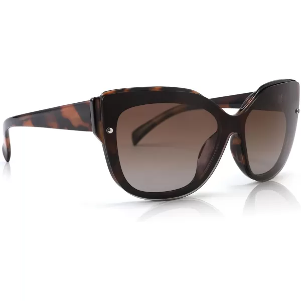 FEISEDY Cat Eye Sunglasses Polarized for Women MenRimless Mirrored Sunglasses Oversized Trendy Retro Sun Glasses B2796003 Leopard FrameGradient Brown Mirror Lens