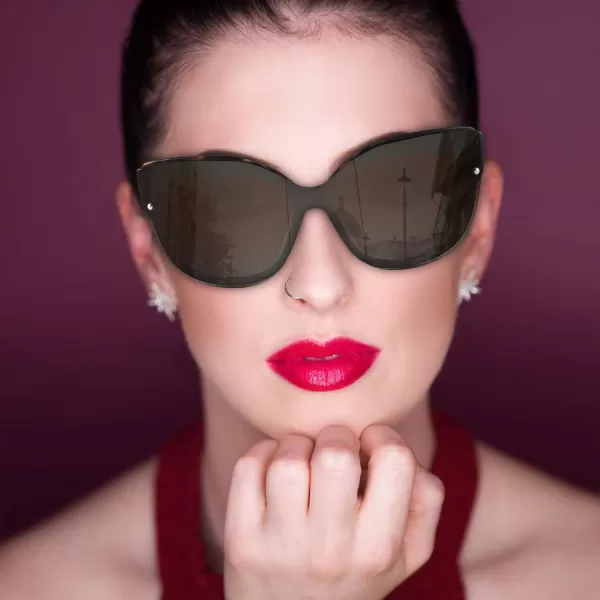 FEISEDY Cat Eye Sunglasses Polarized for Women MenRimless Mirrored Sunglasses Oversized Trendy Retro Sun Glasses B2796003 Leopard FrameGradient Brown Mirror Lens
