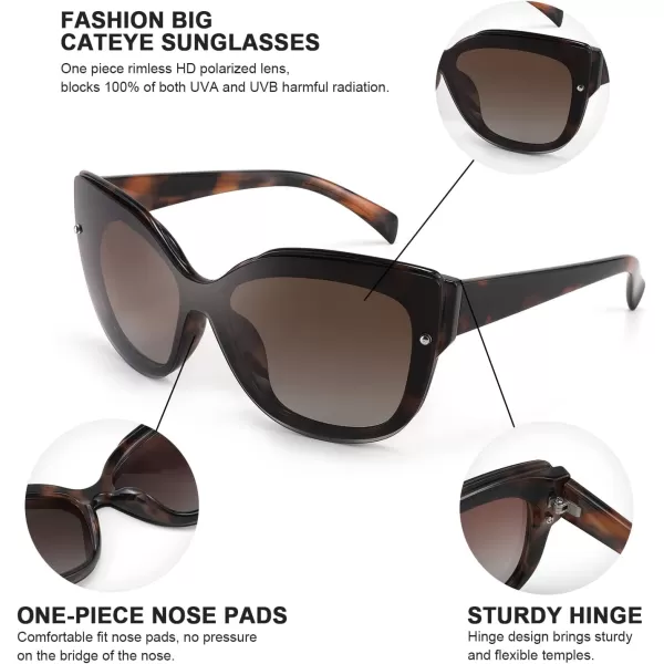 FEISEDY Cat Eye Sunglasses Polarized for Women MenRimless Mirrored Sunglasses Oversized Trendy Retro Sun Glasses B2796003 Leopard FrameGradient Brown Mirror Lens