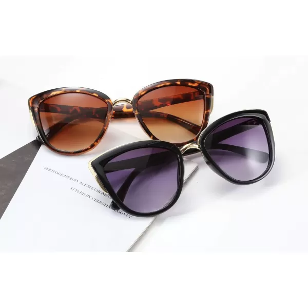 FEISEDY Cateye Sunglasses Women Vintage Cat Eye Female Ladies Sun Glasses B2498Black