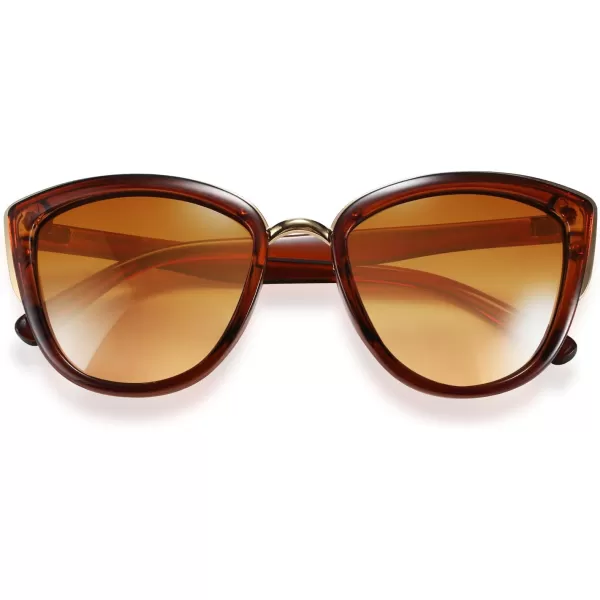 FEISEDY Cateye Sunglasses Women Vintage Cat Eye Female Ladies Sun Glasses B2498Brown