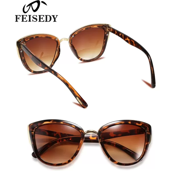 FEISEDY Cateye Sunglasses Women Vintage Cat Eye Female Ladies Sun Glasses B2498Leopard