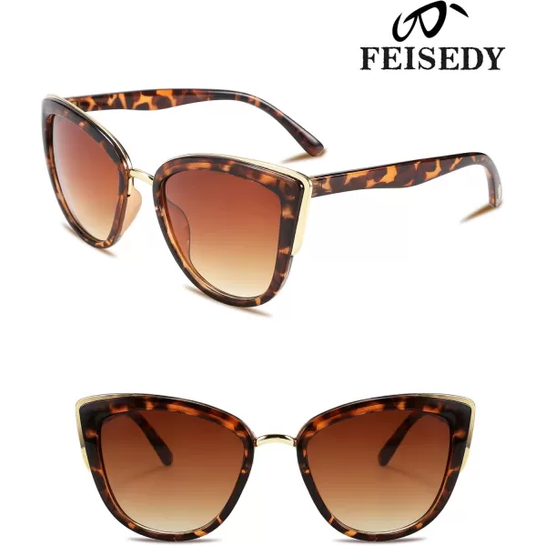 FEISEDY Cateye Sunglasses Women Vintage Cat Eye Female Ladies Sun Glasses B2498Leopard