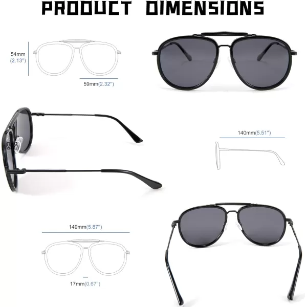FEISEDY Classic Polarized Aviator Sunglasses Men Women Metal Frame B2700Black