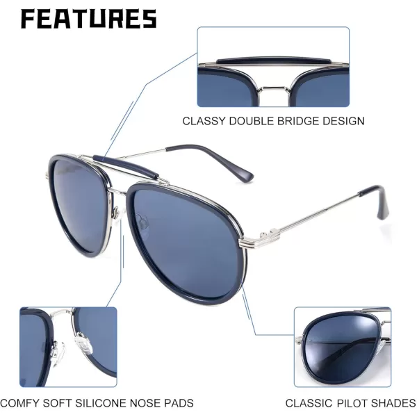 FEISEDY Classic Polarized Aviator Sunglasses Men Women Metal Frame B2700Blue