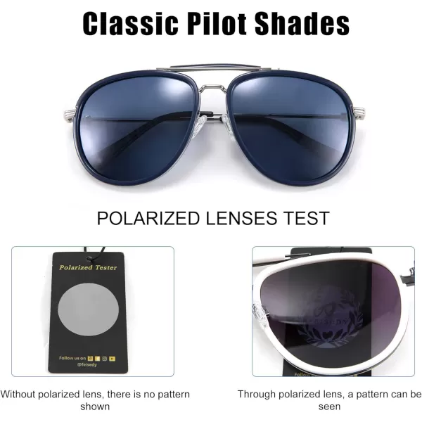 FEISEDY Classic Polarized Aviator Sunglasses Men Women Metal Frame B2700Blue