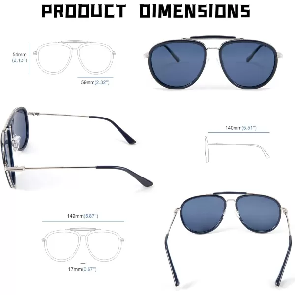 FEISEDY Classic Polarized Aviator Sunglasses Men Women Metal Frame B2700Blue