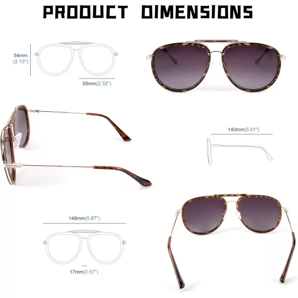 FEISEDY Classic Polarized Aviator Sunglasses Men Women Metal Frame B2700Brown Tortoise
