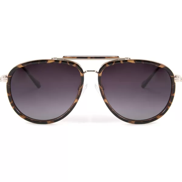 FEISEDY Classic Polarized Aviator Sunglasses Men Women Metal Frame B2700Brown Tortoise