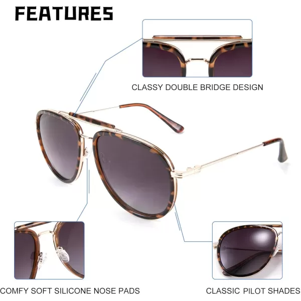 FEISEDY Classic Polarized Aviator Sunglasses Men Women Metal Frame B2700Brown Tortoise