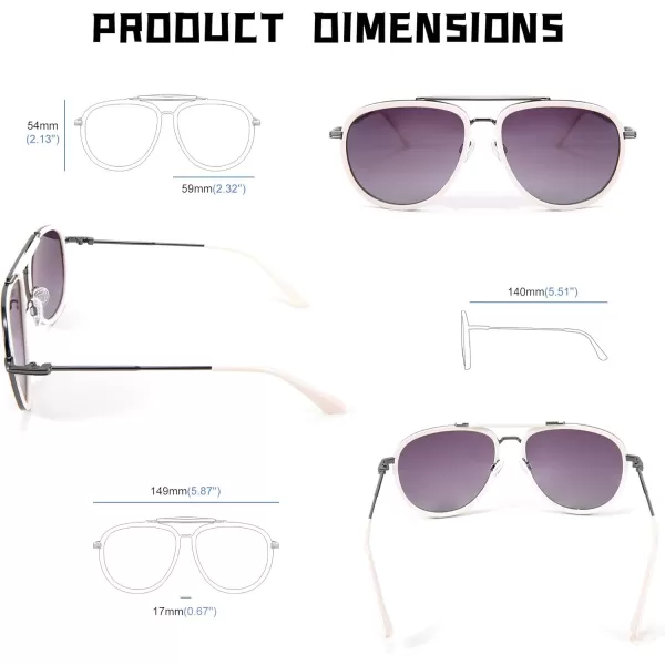 FEISEDY Classic Polarized Aviator Sunglasses Men Women Metal Frame B2700Offwhite