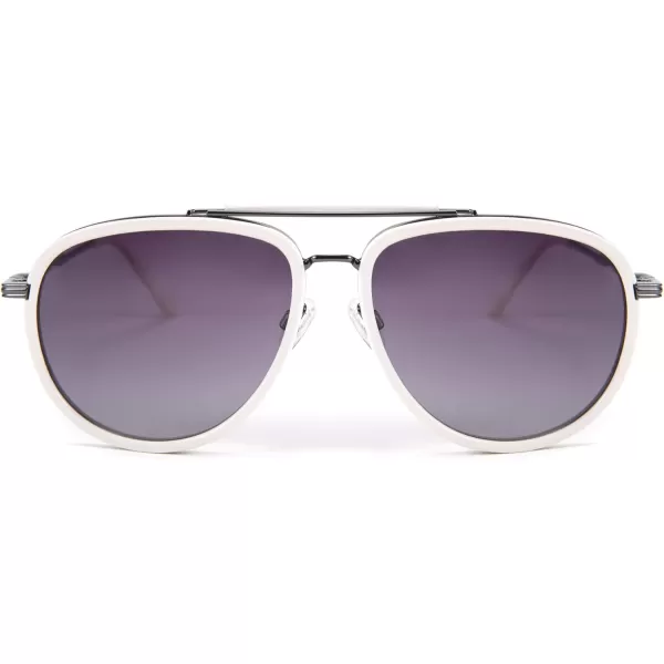FEISEDY Classic Polarized Aviator Sunglasses Men Women Metal Frame B2700Offwhite