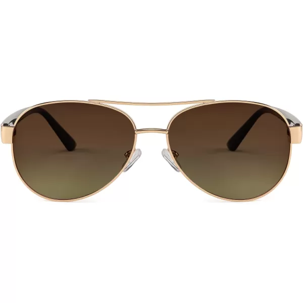 FEISEDY Classic Retro 70s Polarized Pilot Sunglasses for Men Women Driving UV400 Protection B4109Gold FrameBrown Lenses