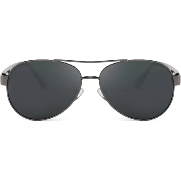 FEISEDY Classic Retro 70s Polarized Pilot Sunglasses for Men Women Driving UV400 Protection B4109Gun Frame Grey Lenses