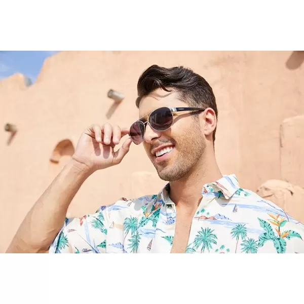 FEISEDY Classic Retro 70s Polarized Pilot Sunglasses for Men Women Driving UV400 Protection B4109Sliver FrameGradient Grey Lenses