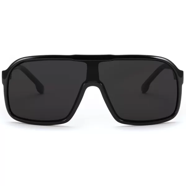 FEISEDY Fashion Polarized Sunglasses Oversized One Piece Reflective Lens Sports Sun Glasses B0122BlackGrey