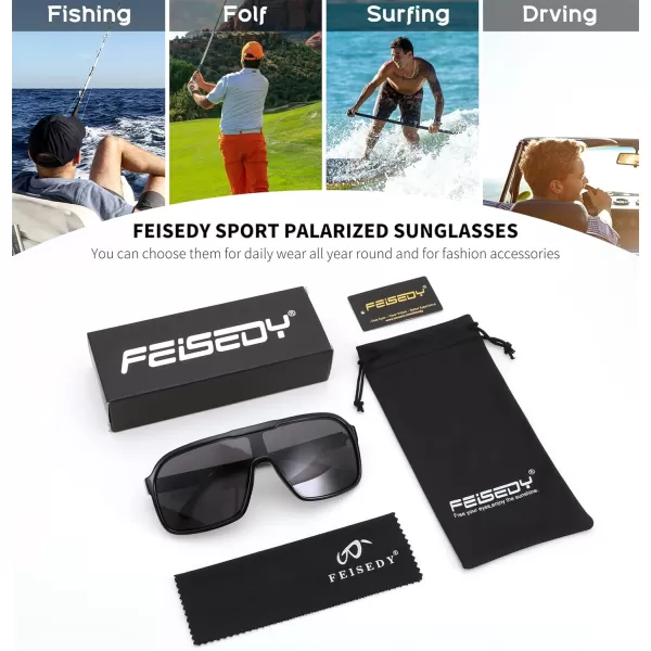 FEISEDY Fashion Polarized Sunglasses Oversized One Piece Reflective Lens Sports Sun Glasses B0122BlackGrey
