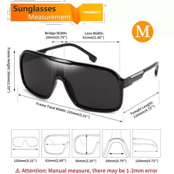 FEISEDY Fashion Polarized Sunglasses Oversized One Piece Reflective Lens Sports Sun Glasses B0122BlackGrey