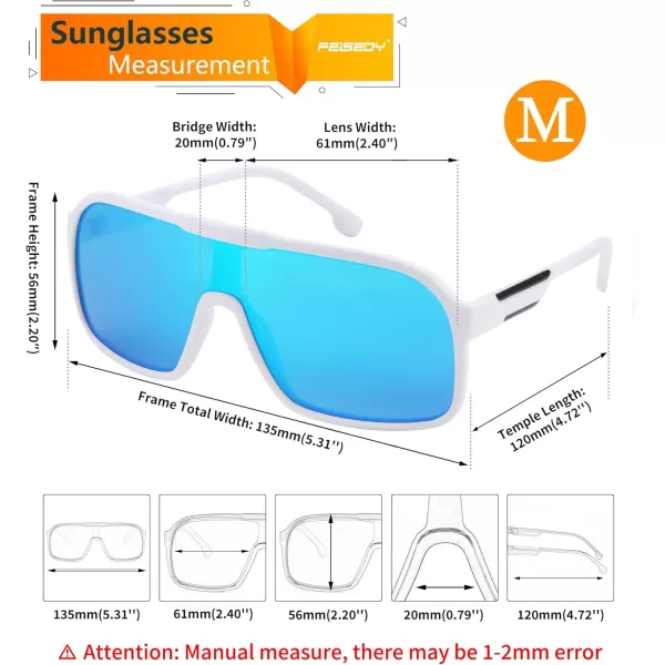 FEISEDY Fashion Polarized Sunglasses Oversized One Piece Reflective Lens Sports Sun Glasses B0122WhiteBlue Mirror