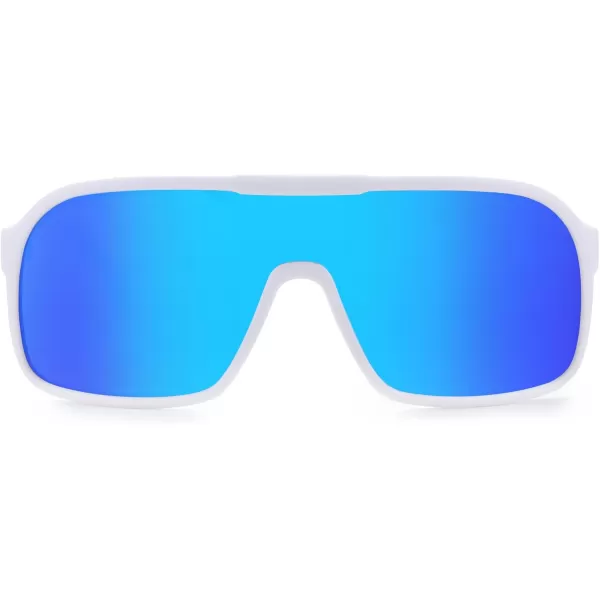 FEISEDY Fashion Polarized Sunglasses Oversized One Piece Reflective Lens Sports Sun Glasses B0122WhiteBlue Mirror