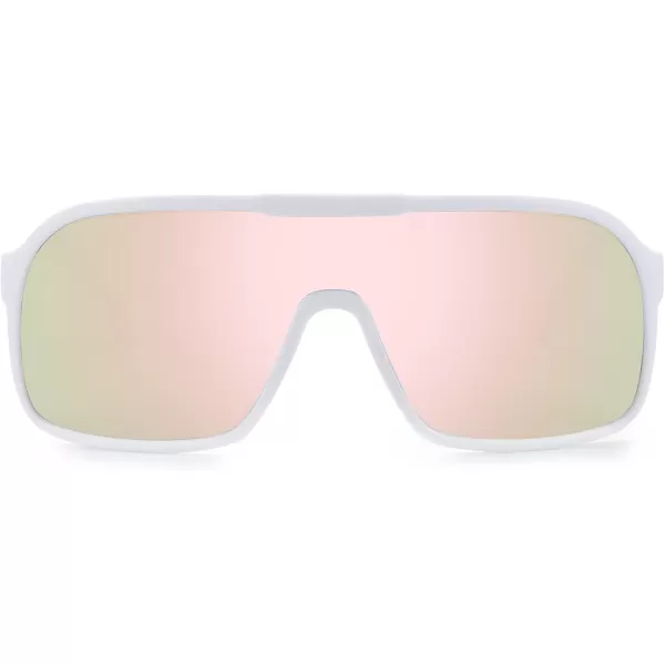 FEISEDY Fashion Polarized Sunglasses Oversized One Piece Reflective Lens Sports Sun Glasses B0122WhitePink Mirror