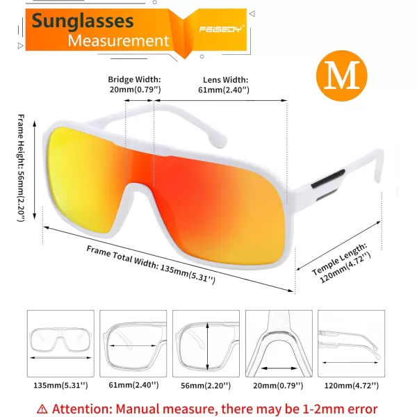 FEISEDY Fashion Polarized Sunglasses Oversized One Piece Reflective Lens Sports Sun Glasses B0122WhiteRed Mirror