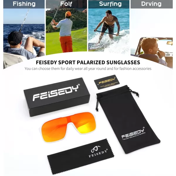 FEISEDY Fashion Polarized Sunglasses Oversized One Piece Reflective Lens Sports Sun Glasses B0122WhiteRed Mirror
