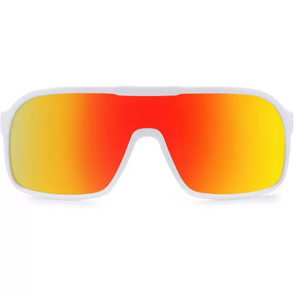 FEISEDY Fashion Polarized Sunglasses Oversized One Piece Reflective Lens Sports Sun Glasses B0122WhiteRed Mirror