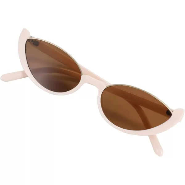 FEISEDY Fashion Small Cat Eye Sunglasses for Women Retro Trendy Cool Sun Glasses B2864Beige