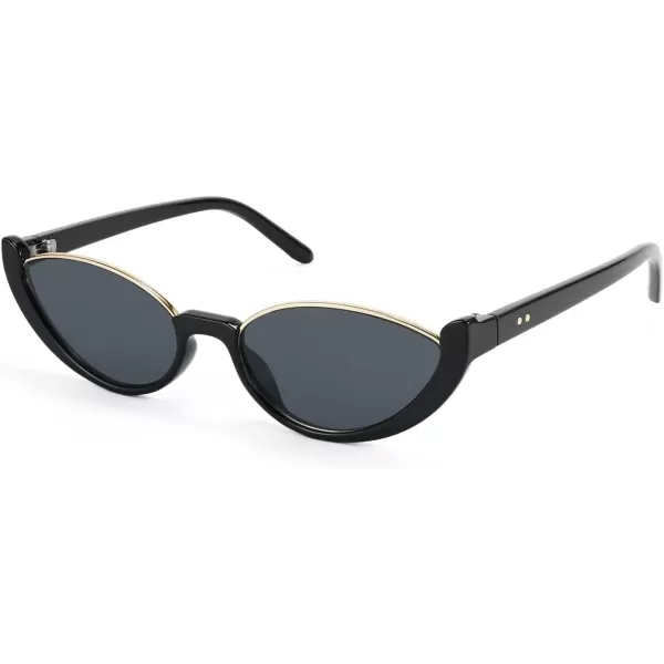 FEISEDY Fashion Small Cat Eye Sunglasses for Women Retro Trendy Cool Sun Glasses B2864Black
