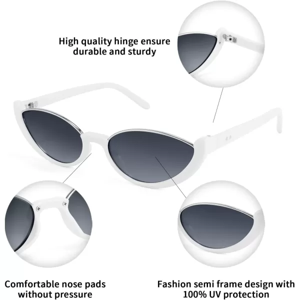 FEISEDY Fashion Small Cat Eye Sunglasses for Women Retro Trendy Cool Sun Glasses B2864White