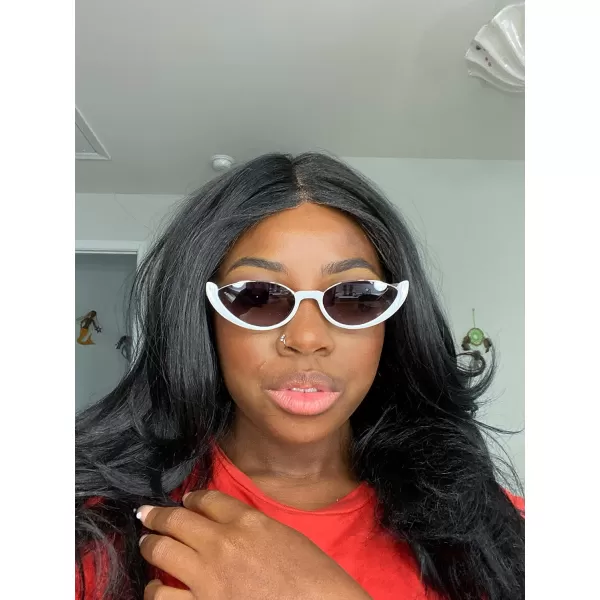 FEISEDY Fashion Small Cat Eye Sunglasses for Women Retro Trendy Cool Sun Glasses B2864White