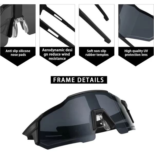 FEISEDY Men Women Sunglasses Sports Baseball Glasses Cycling Shades for Youth Teenss B4071Black